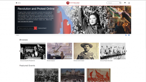 Screenshot of the main page of the Revolution and Protest Online Collection
