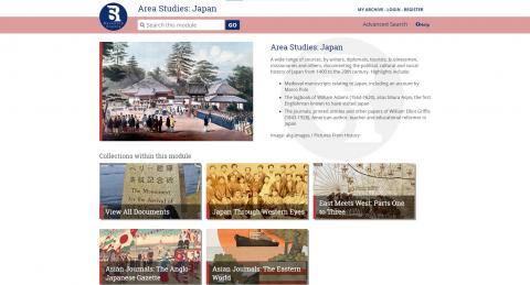 Screenshot of the homepage of the Area Studies: Japan