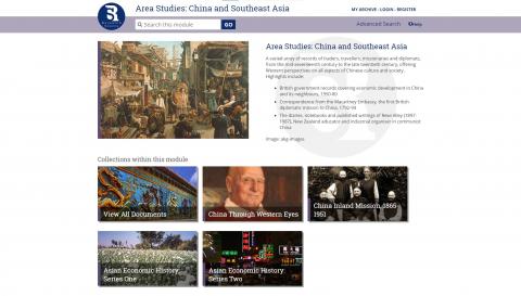 Screenshot of the homepage of the Area Studies: China and Southeast Asia