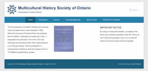 Home page of the Encyclopedia of Canada's Peoples