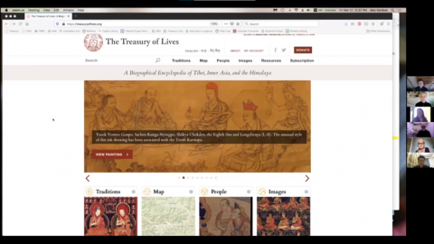 Screenshot of the opening remarks for The Treasury of Lives presentation on March 12, 2021