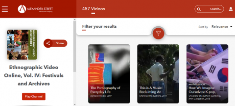Screenshot of Ethnographic Video Online, Vol. IV, "Festivals and Archives"